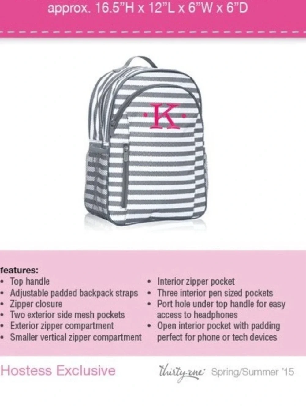 Thirty One Hostess Exclusive Backpack Bubble Bloom Floral Pink White & Teal EUC